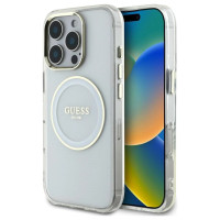 Guess IML Metal Colored Circle Classic Logo MagSafe case for iPhone 16 Pro - white