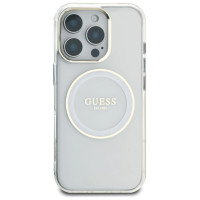Guess IML Metal Colored Circle Classic Logo MagSafe case for iPhone 16 Pro - white