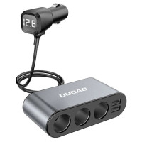 Dudao car charger 2x USB / 3x cigarette lighter splitter black (R1Pro black)