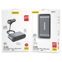 Dudao car charger 2x USB / 3x cigarette lighter splitter black (R1Pro black)