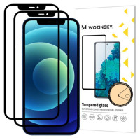 Wozinsky 2x Tempered Glass Full Glue Super Tough Screen Protector Full Coveraged with Frame Case Friendly for iPhone 12 Pro / iPhone 12 black