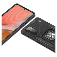 Wozinsky Ring Armor Case Kickstand Tough Rugged Cover for Samsung Galaxy A72 4G black