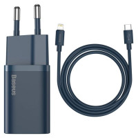 Baseus Super Si 1C fast charger USB Type C 20W Power Delivery + USB Type C - Lightning cable 1m blue (TZCCSUP-B03)