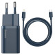Baseus Super Si 1C fast charger USB Type C 20W Power Delivery + USB Type C - Lightning cable 1m blue (TZCCSUP-B03)
