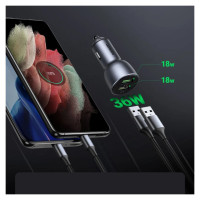 Ugreen fast car charger 2x USB 36W Quick Charge SCP FCP AFC gray (CD213 10144)