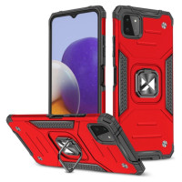 Wozinsky Ring Armor Case Kickstand Tough Rugged Cover for Samsung Galaxy A22 4G red