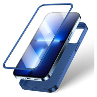 Joyroom 360 Full Case front and back cover for iPhone 13 Pro + tempered glass screen protector blue (JR-BP935 blue)