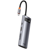 Baseus Metal Gleam Series multifunctional USB HUB 7in1 Type C HDMI TF PD card reader gray (WKWG020113)
