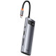 Baseus Metal Gleam Series multifunctional USB HUB 7in1 Type C HDMI TF PD card reader gray (WKWG020113)