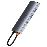 Baseus Metal Gleam Series multifunctional USB HUB 7in1 Type C HDMI TF PD card reader gray (WKWG020113)