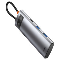 Baseus Metal Gleam Series multifunctional USB HUB 7in1 Type C HDMI TF PD card reader gray (WKWG020113)