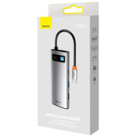 Baseus Metal Gleam Series multifunctional USB HUB 7in1 Type C HDMI TF PD card reader gray (WKWG020113)