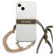 Guess GUHCP13SKC4GBGO iPhone 13 mini 5.4" Transparent hardcase 4G Brown Strap Gold Chain