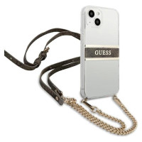 Guess GUHCP13SKC4GBGO iPhone 13 mini 5.4" Transparent hardcase 4G Brown Strap Gold Chain