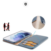 Dux Ducis Hivo Leather Flip Cover Genuine Leather Wallet For Cards And Documents Samsung Galaxy S22 + (S22 Plus) Blue