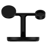Baseus Swan inductive charger (compatible with MagSafe) stand for iPhone, Apple Watch, AirPods + 1m USB-C cable black (WXTE000101)