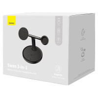 Baseus Swan inductive charger (compatible with MagSafe) stand for iPhone, Apple Watch, AirPods + 1m USB-C cable black (WXTE000101)
