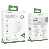 Acefast charger 2x USB 18W QC 3.0, AFC, FCP white (A33 white)