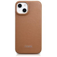 Icarer CE Premium Leather Folio Case iPhone 14 Plus Magnetic Flip Leather Folio Case MagSafe Brown (WMI14220715-BN)
