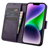 Icarer Wallet Case 2in1 Case iPhone 14 Leather Flip Cover Anti-RFID Dark Purple (WMI14220725-DP)