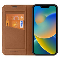 Dux Ducis Skin X2 case for iPhone 14 Plus case with magnetic flap brown