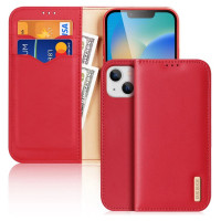 Dux Ducis Hivo Leather Flip Cover Genuine Leather Wallet for Cards and Documents iPhone 14 Plus Red