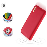 Dux Ducis Hivo Leather Flip Cover Genuine Leather Wallet for Cards and Documents iPhone 14 Plus Red
