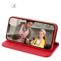 Dux Ducis Hivo Leather Flip Cover Genuine Leather Wallet for Cards and Documents iPhone 14 Plus Red