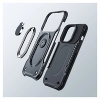Joyroom Dual Hinge case for iPhone 14 Pro armored case with a stand and a ring holder black