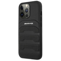 Mercedes AMG AMHCP14LGSEBK iPhone 14 Pro 6.1 "black / black hardcase Leather Debossed Lines