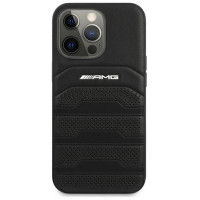 Mercedes AMG AMHCP14LGSEBK iPhone 14 Pro 6.1 "black / black hardcase Leather Debossed Lines