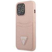 Guess GUHCP13LPSATPP iPhone 13 Pro / 13 6.1 "pink / pink hardcase SaffianoTriangle Logo Cardslot