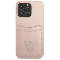 Guess GUHCP13LPSATPP iPhone 13 Pro / 13 6.1 "pink / pink hardcase SaffianoTriangle Logo Cardslot