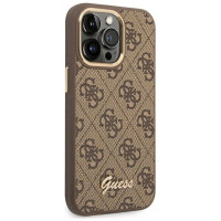 Guess GUHCP14LHG4SHW iPhone 14 Pro 6.1 "brown / brown hard case 4G Vintage Gold Logo
