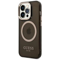 Guess GUHMP14XHTCMK iPhone 14 Pro Max 6.7" black/black hard case Gold Outline Translucent MagSafe