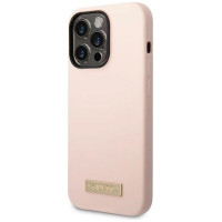 Guess GUHMP14XSBPLP iPhone 14 Pro Max 6.7" pink/pink hard case Silicone Logo Plate MagSafe