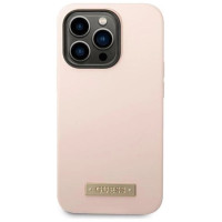 Guess GUHMP14XSBPLP iPhone 14 Pro Max 6.7" pink/pink hard case Silicone Logo Plate MagSafe