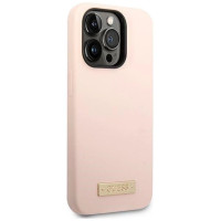 Guess GUHMP14XSBPLP iPhone 14 Pro Max 6.7" pink/pink hard case Silicone Logo Plate MagSafe