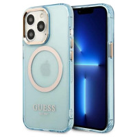 Guess Gold Outline Translucent MagSafe case for iPhone 13 Pro / iPhone 13 - blue