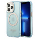Guess Gold Outline Translucent MagSafe case for iPhone 13 Pro / iPhone 13 - blue