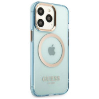 Guess Gold Outline Translucent MagSafe case for iPhone 13 Pro / iPhone 13 - blue
