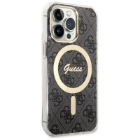 Guess Set Guess GUBPP13LH4EACSK Case+ Charger iPhone 13 Pro black/black hard case 4G Print MagSafe