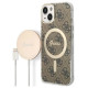 Guess Set Guess GUBPP14MH4EACSW Case+ Charger iPhone 14 Plus 6.7" brown/brown hard case 4G Print MagSafe