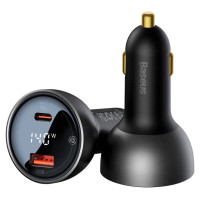 Baseus Digital Display Fast Car Charger USB-A / USB-C PD3.1 140W black + USB-C cable Baseus Superior Series 5A 240W 1m black (CGZX070001)