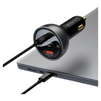 Baseus ātrās uzlādes auto adapteris USB-A / USB-C PD3.1 140W melns + USB-C kabelis 5A 240W 1m black (CGZX070001)