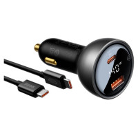 Baseus ātrās uzlādes auto adapteris USB-A / USB-C PD3.1 140W melns + USB-C kabelis 5A 240W 1m black (CGZX070001)