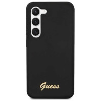 Guess GUHCS23MSLSMK S23+ S916 black/black hardcase Silicone Vintage Gold Logo
