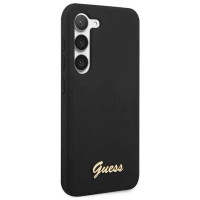 Guess GUHCS23MSLSMK S23+ S916 black/black hardcase Silicone Vintage Gold Logo