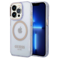 Guess GUHMP14LHTCMU iPhone 14 Pro 6.1" purple/purple hard case Gold Outline Translucent MagSafe