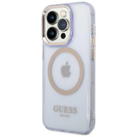 Guess GUHMP14LHTCMU iPhone 14 Pro 6.1" purple/purple hard case Gold Outline Translucent MagSafe